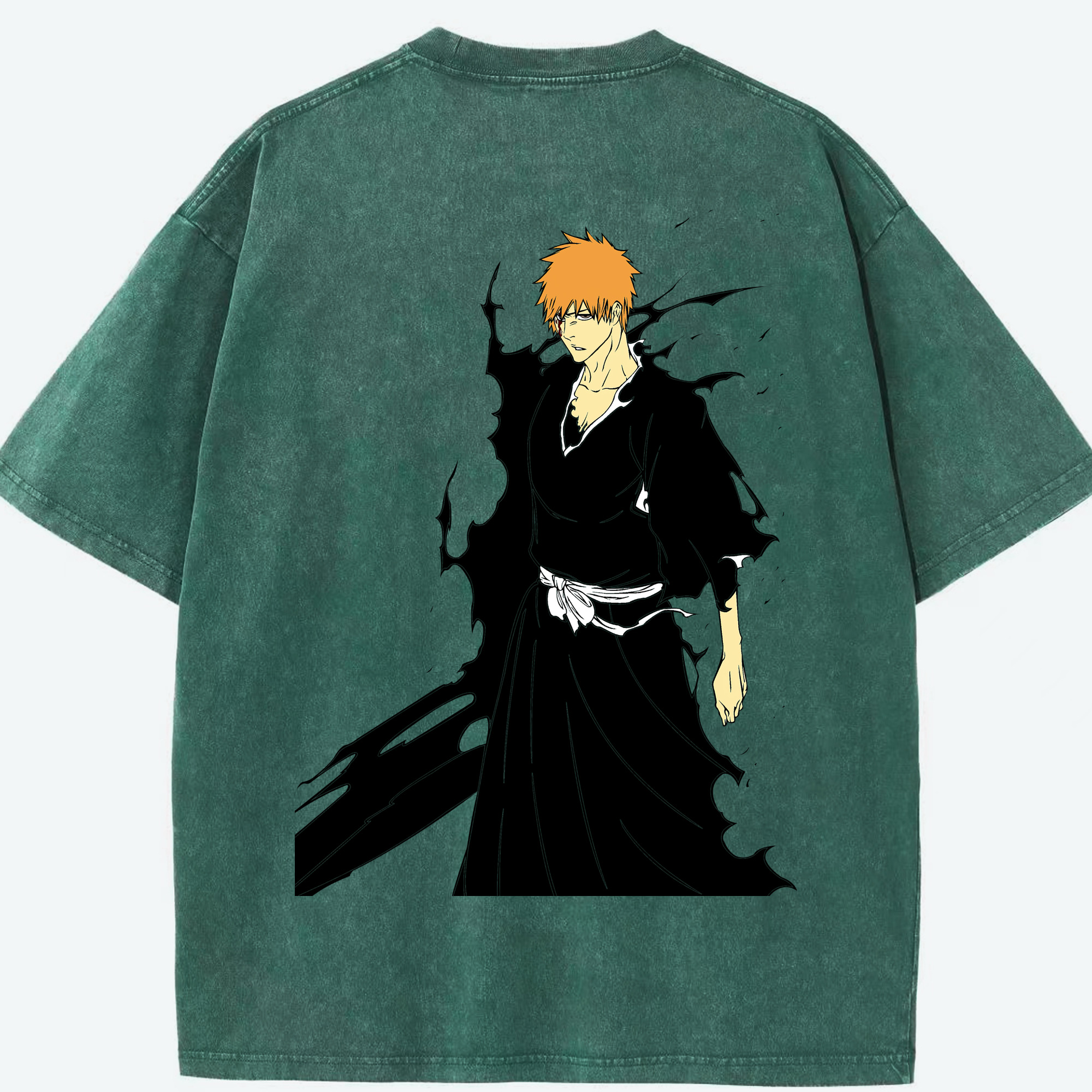 （画像用） ブリーチ 黒崎一護（くろさき いちご）BLEACH Kurosaki Ichigo 綿100% ヴィンテージ風 半袖Tシャツ（背面プリント）